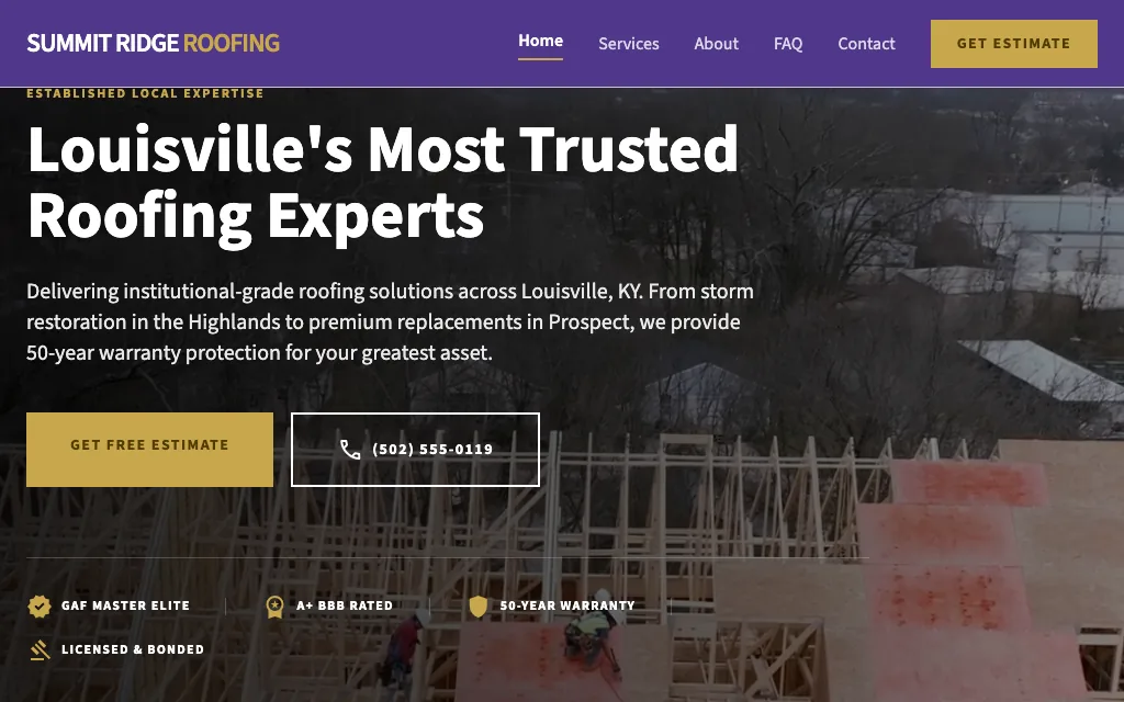 Summit Ridge Roofing — Corporate Pro roofing website example