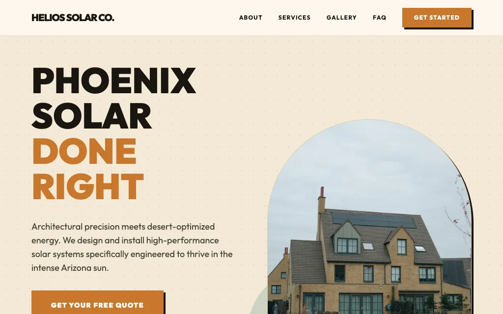 Helios Solar Co — Mid-Century Modern solar website example