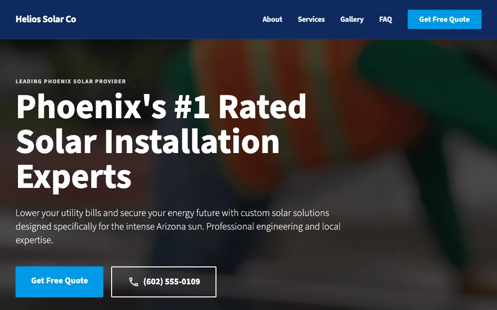 Helios Solar Co — Corporate Pro solar website example