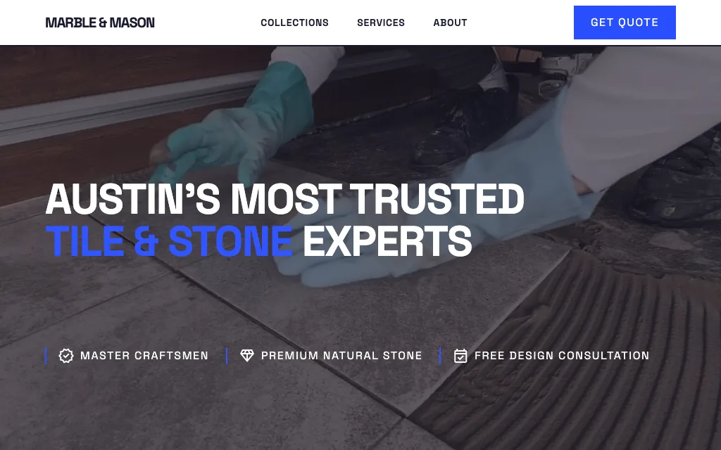 Marble & Mason Tile — Playful & Creative tile & stone website example