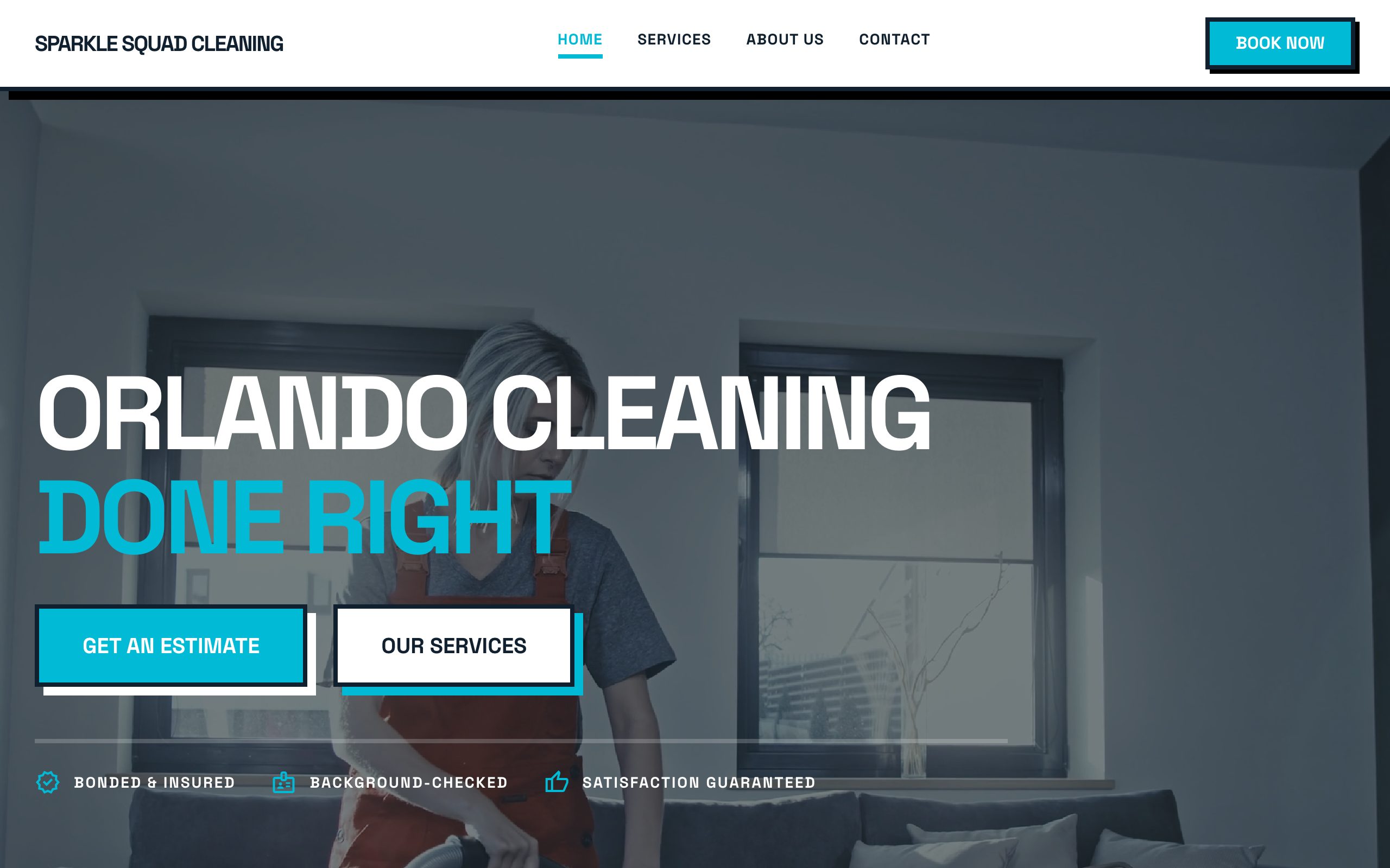 Sparkle Squad Cleaning website mockup
