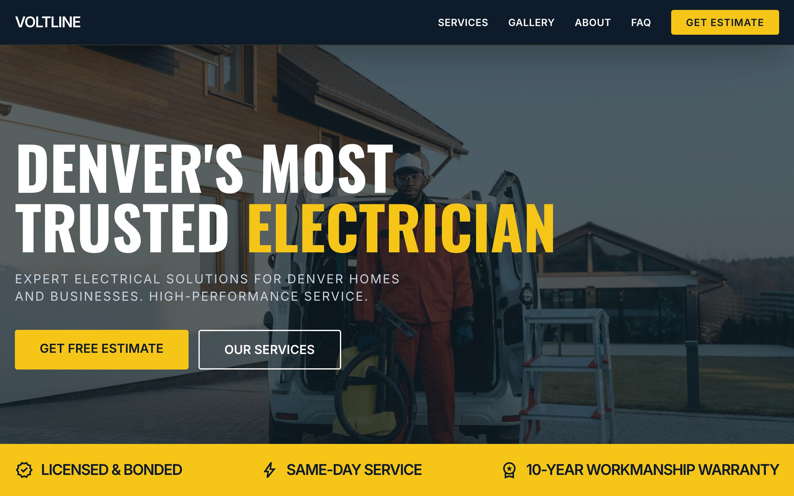 Voltline Electric website mockup