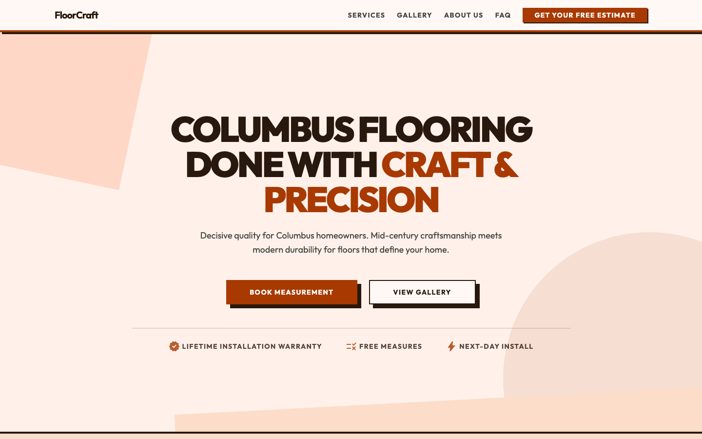 Flooring website mockup example