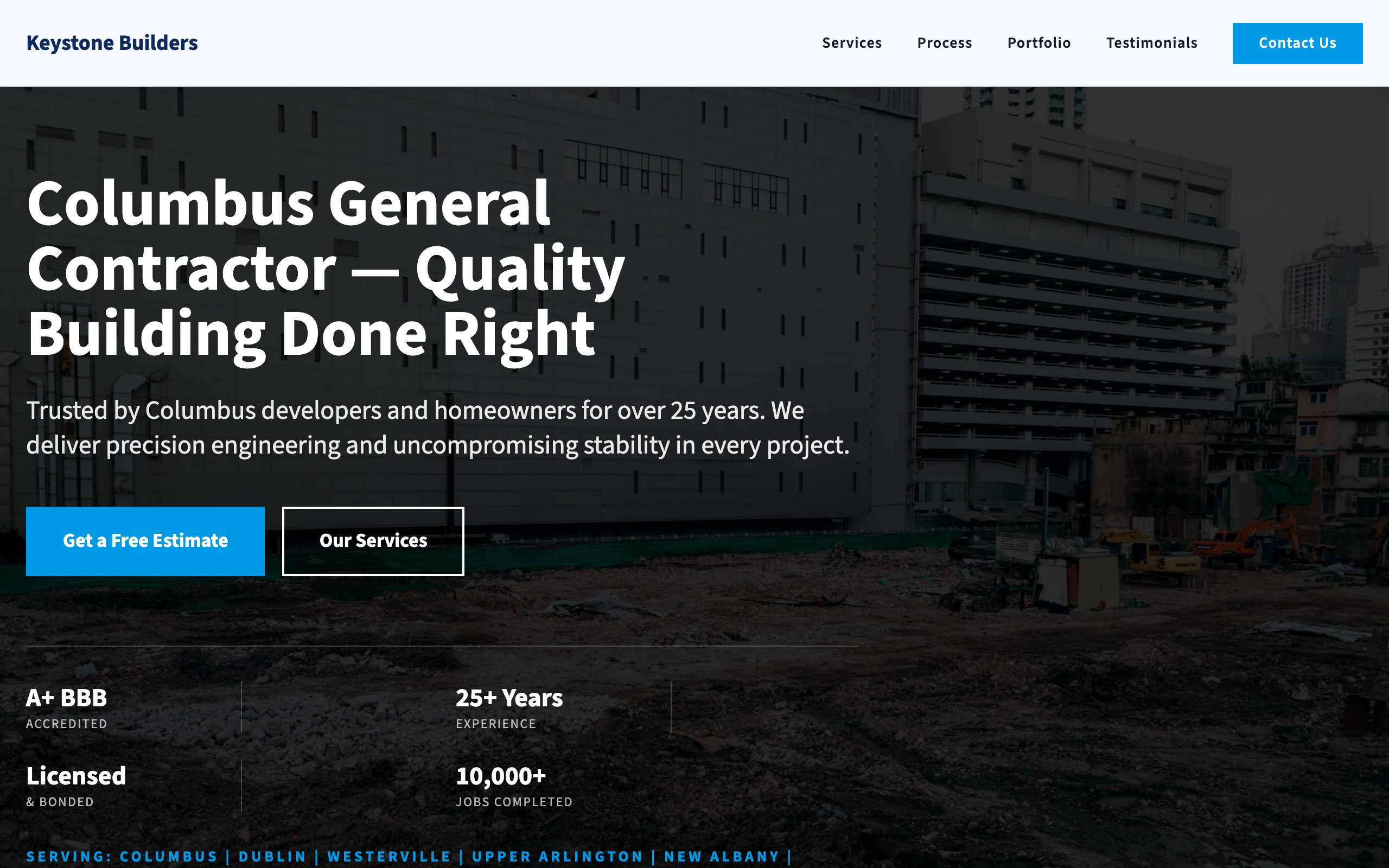 Keystone Builders website mockup