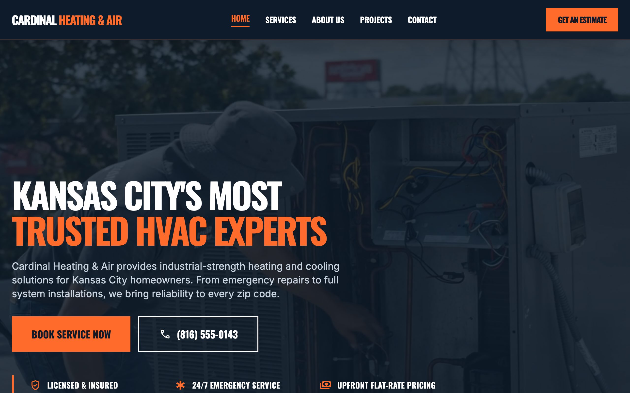 Cardinal Heating & Air website mockup
