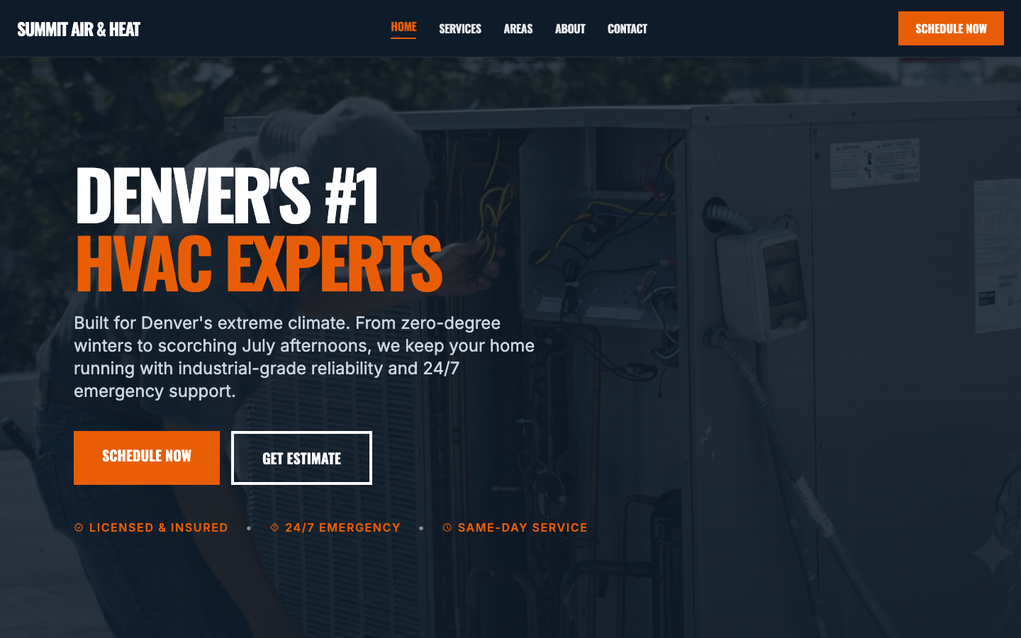 HVAC website mockup example