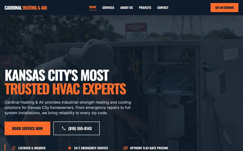 Cardinal Heating & Air website mockup