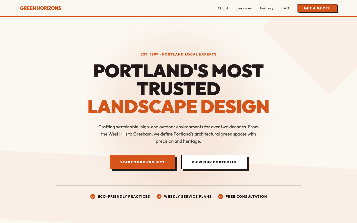 Landscaping website mockup example