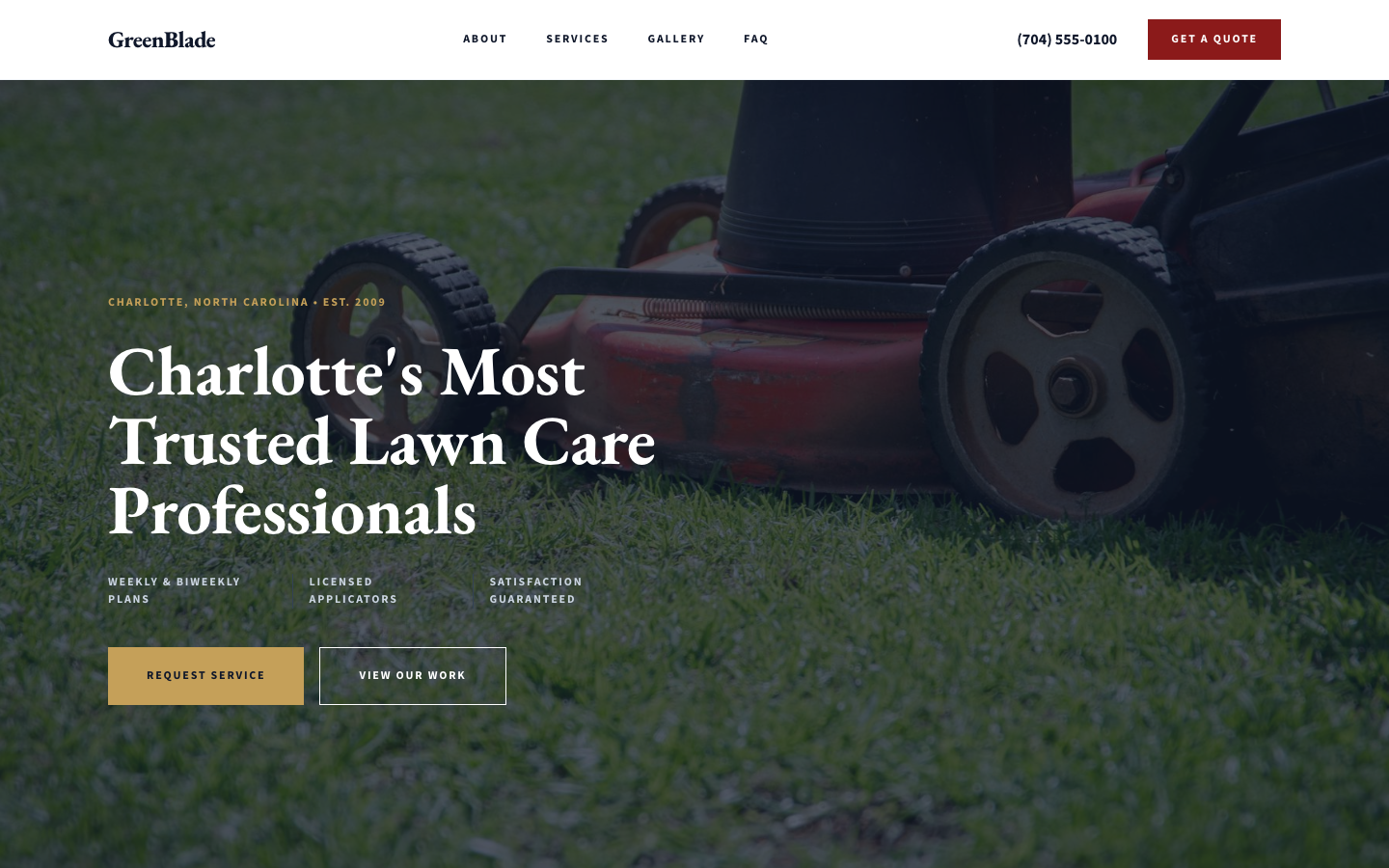 Lawn Care website mockup example