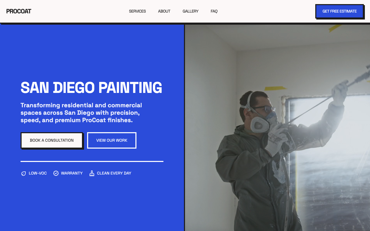 Painting website mockup example