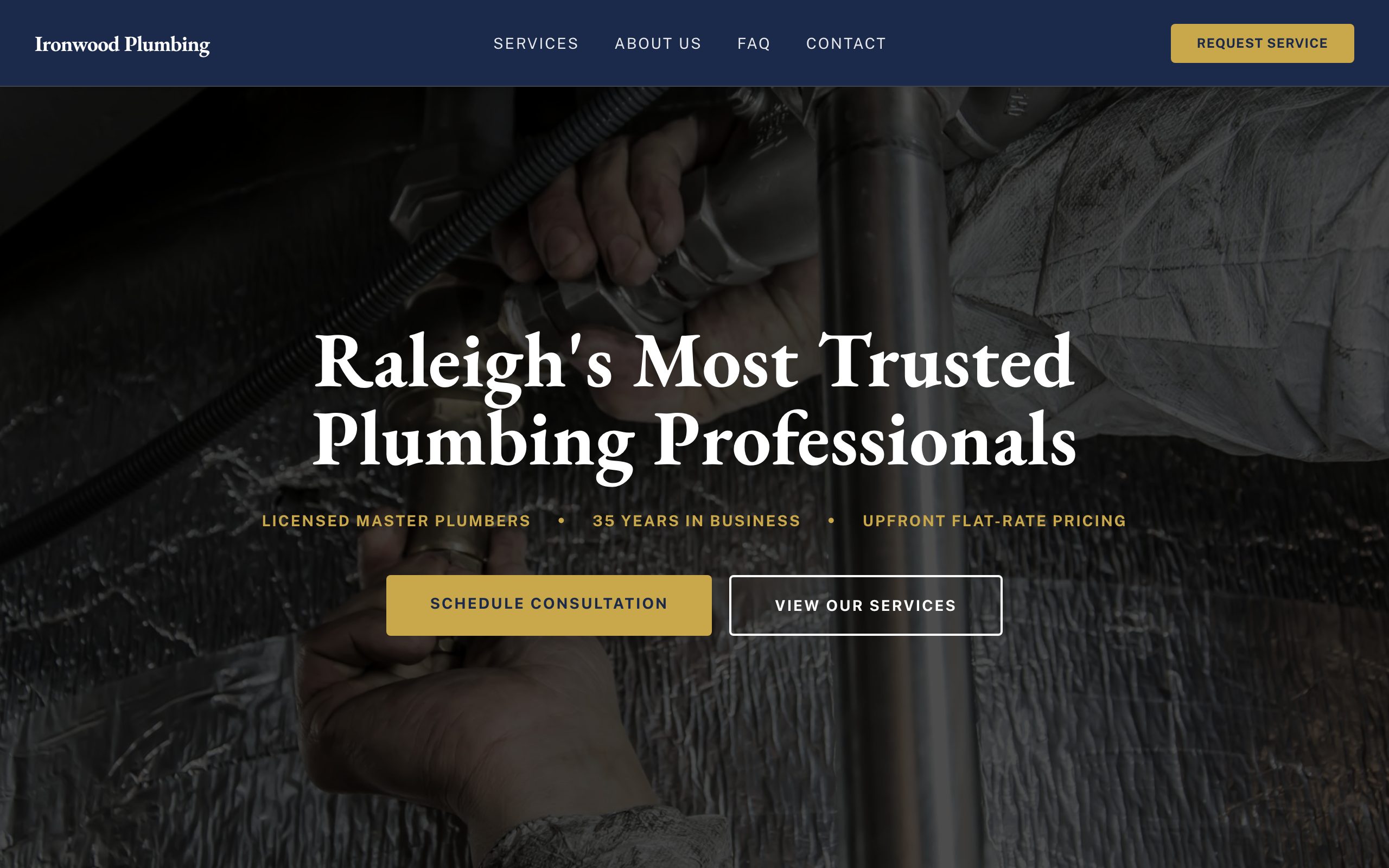 Ironwood Plumbing website mockup
