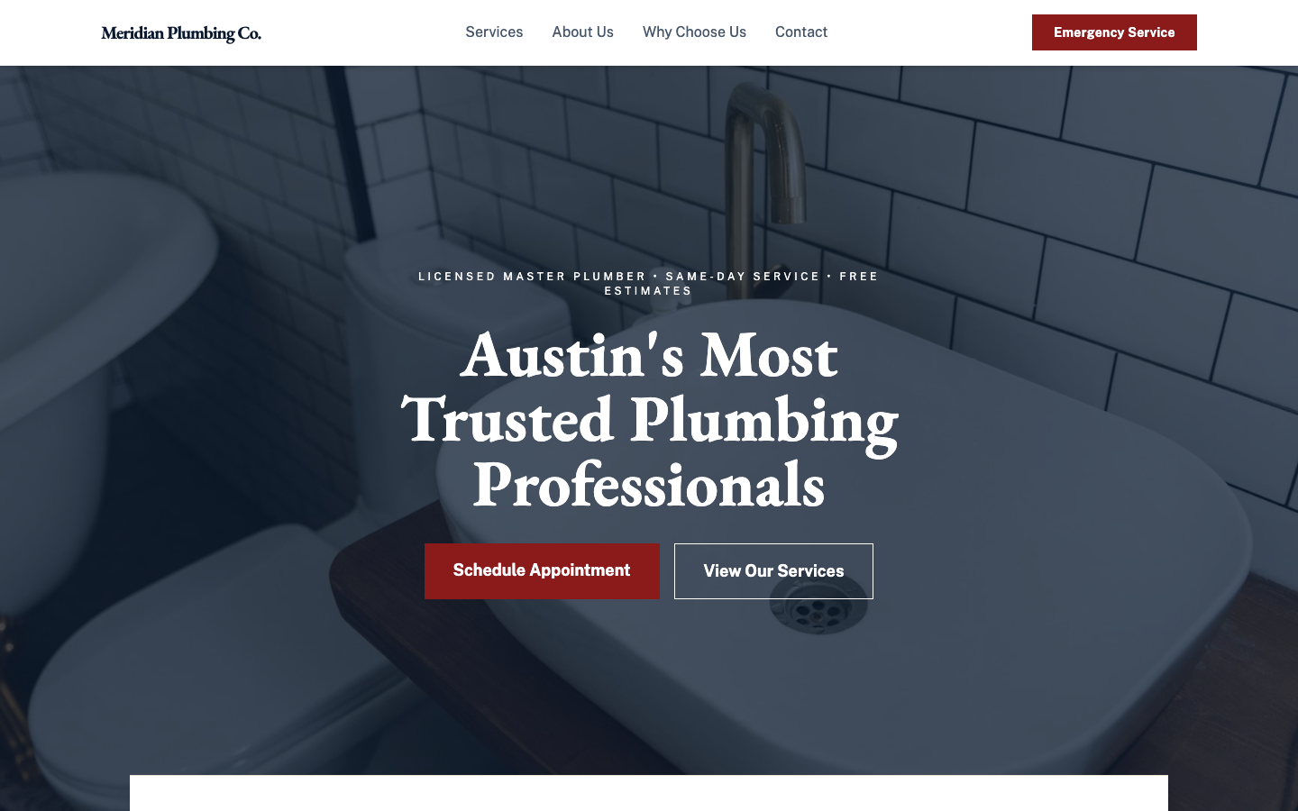 Plumber website mockup example