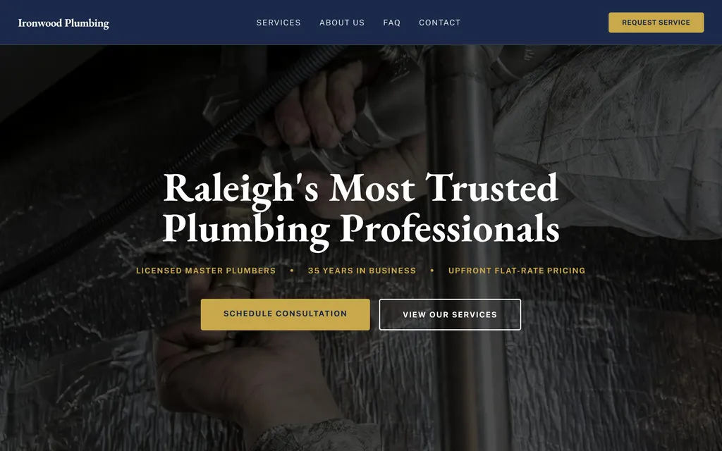 Ironwood Plumbing website mockup