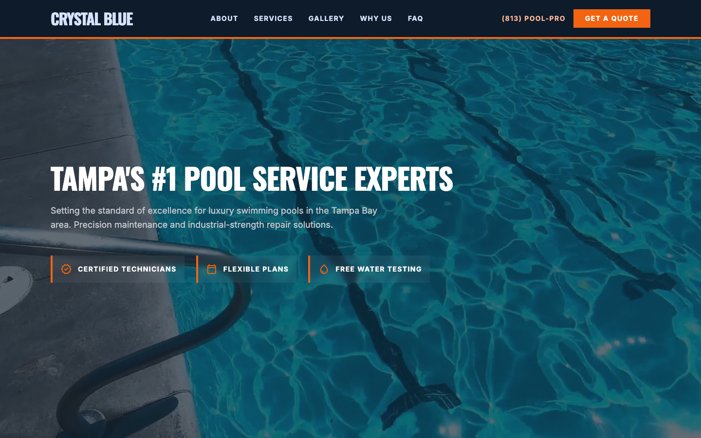 Pool Service website mockup example