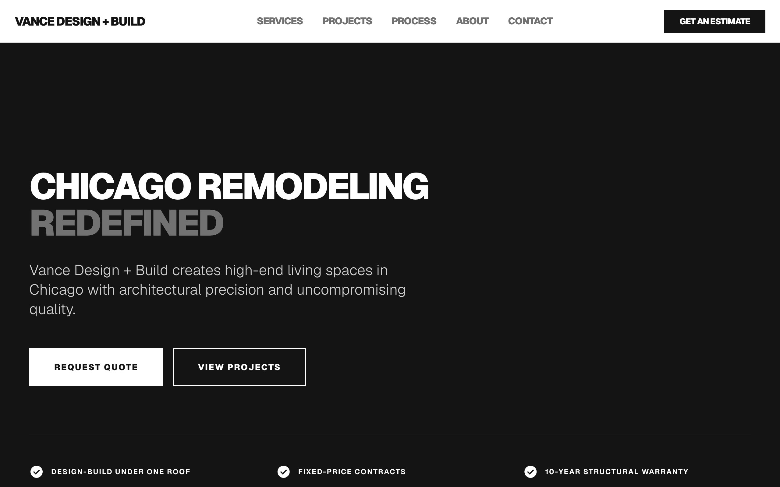 Vance Design + Build website mockup