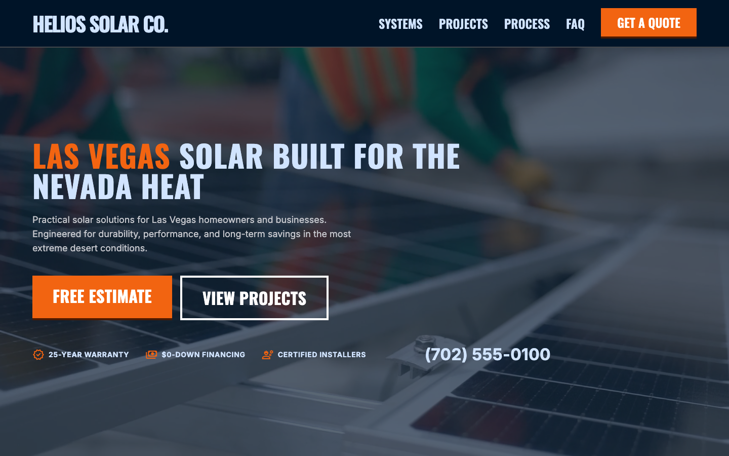 Solar website mockup example