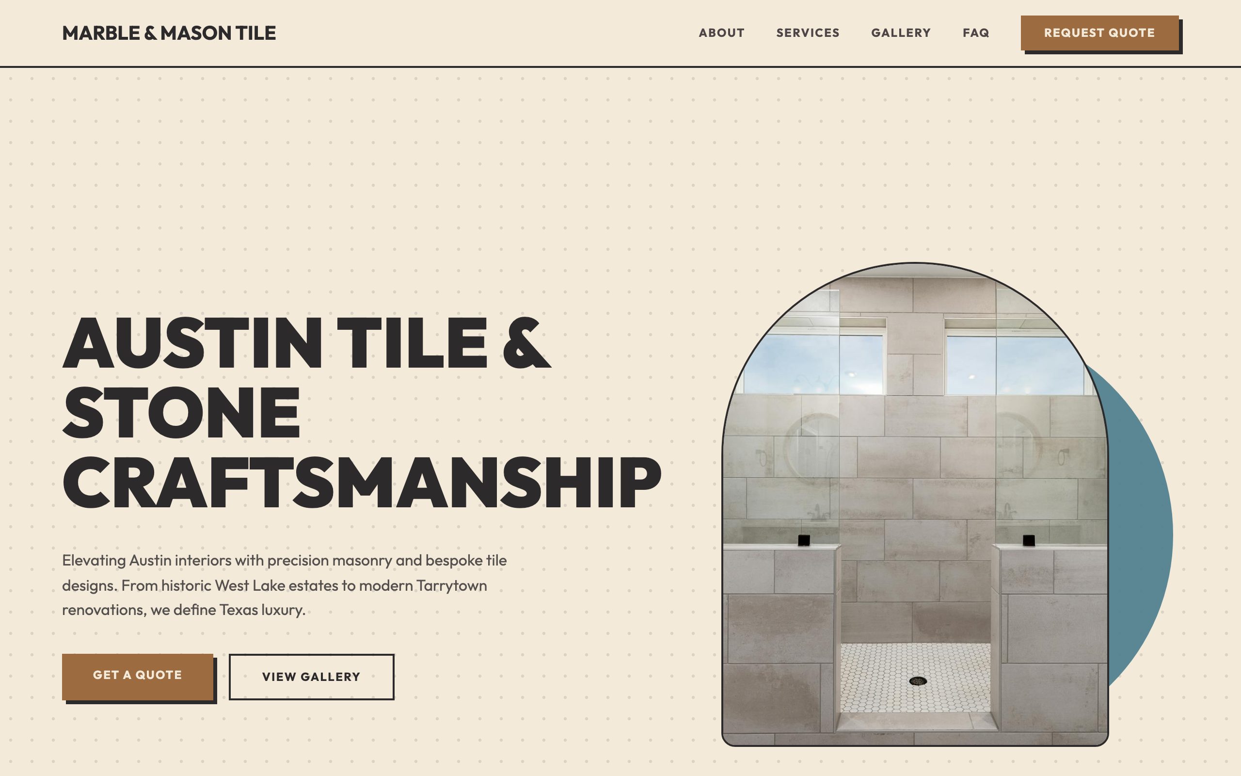 Marble & Mason Tile website mockup