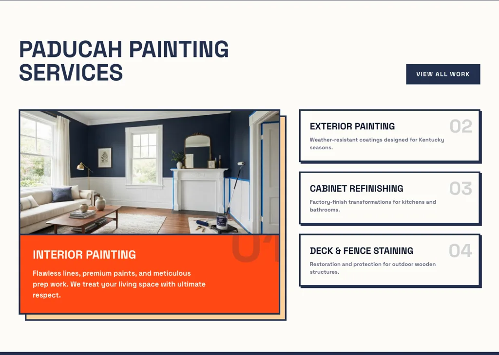 The services section of the demo Paducah painting homepage