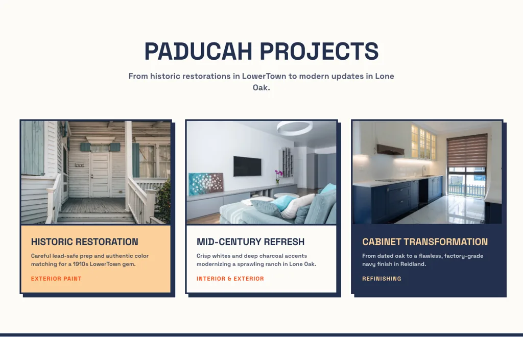 The project gallery on the demo Paducah painting homepage