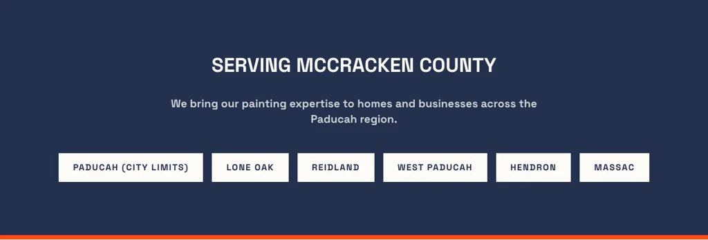 The service area section of the demo Paducah painting homepage