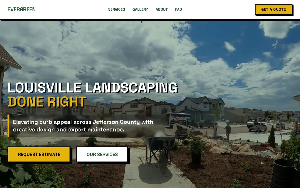 Evergreen Lawn & Landscape — Playful & Creative landscaping website mockup