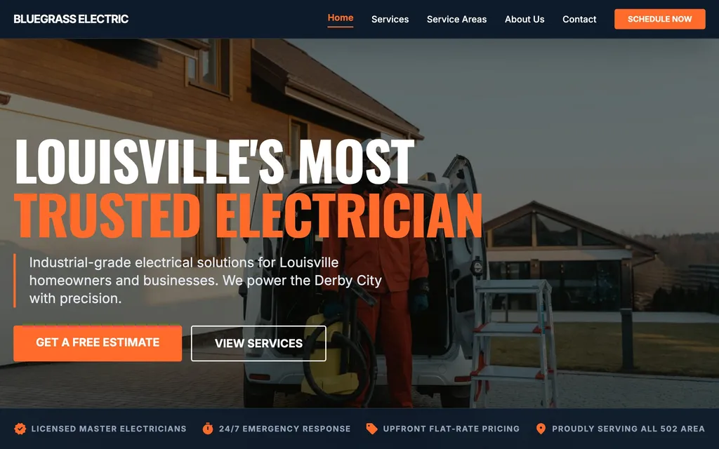 Electrician website mockup example