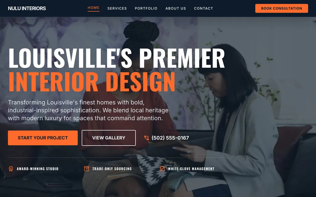 Interior Design website mockup example
