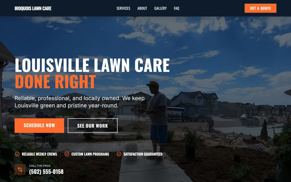 Lawn Care website mockup example