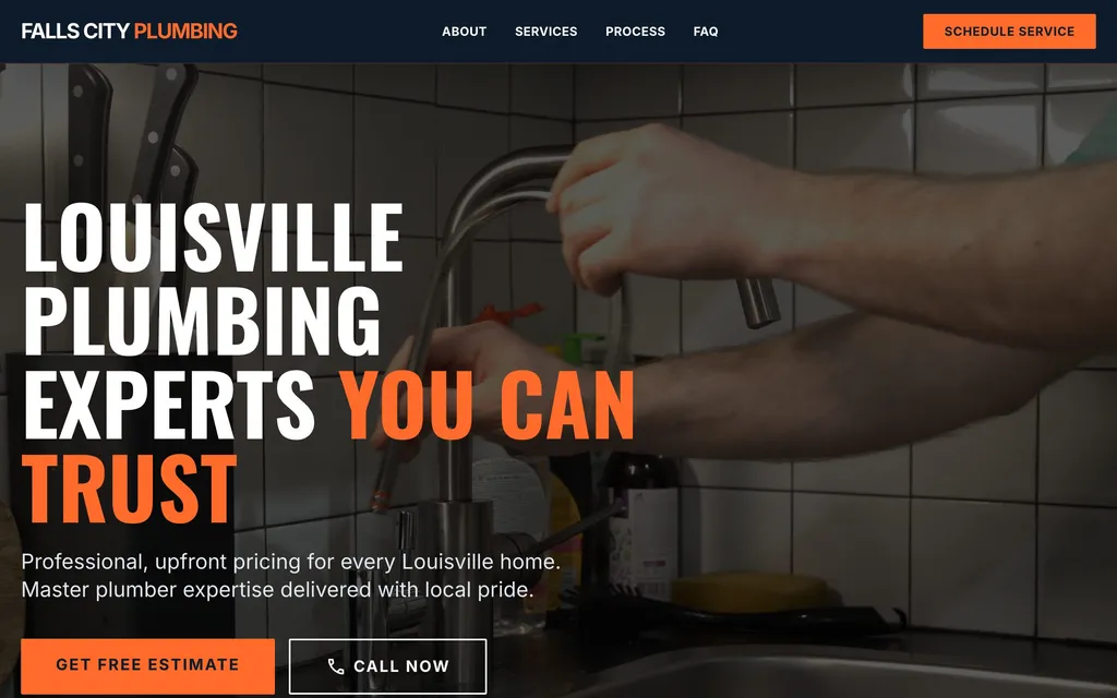 Plumber website mockup example