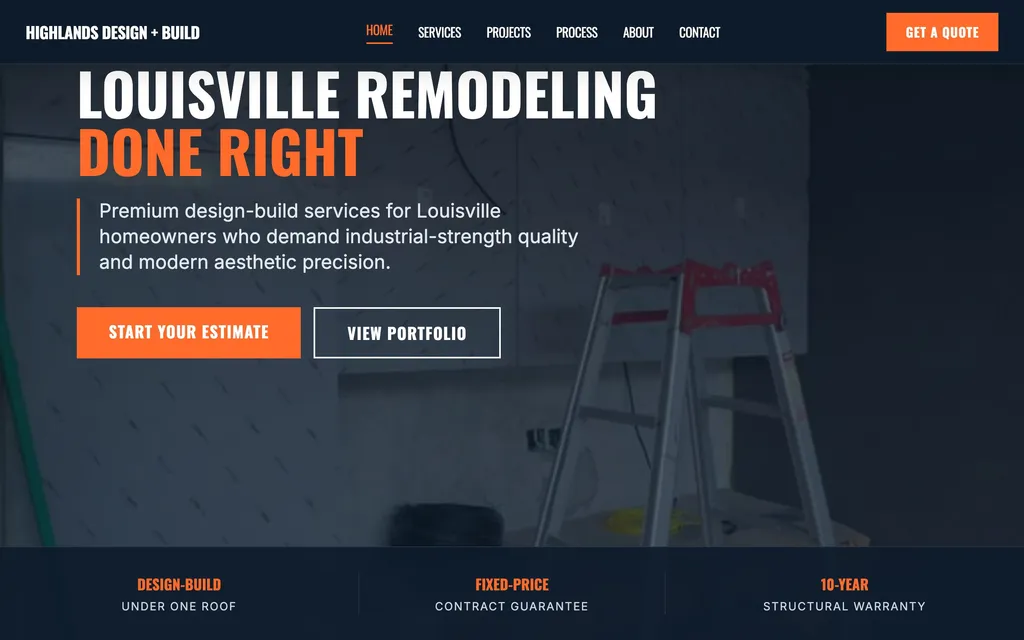Remodeling website mockup example