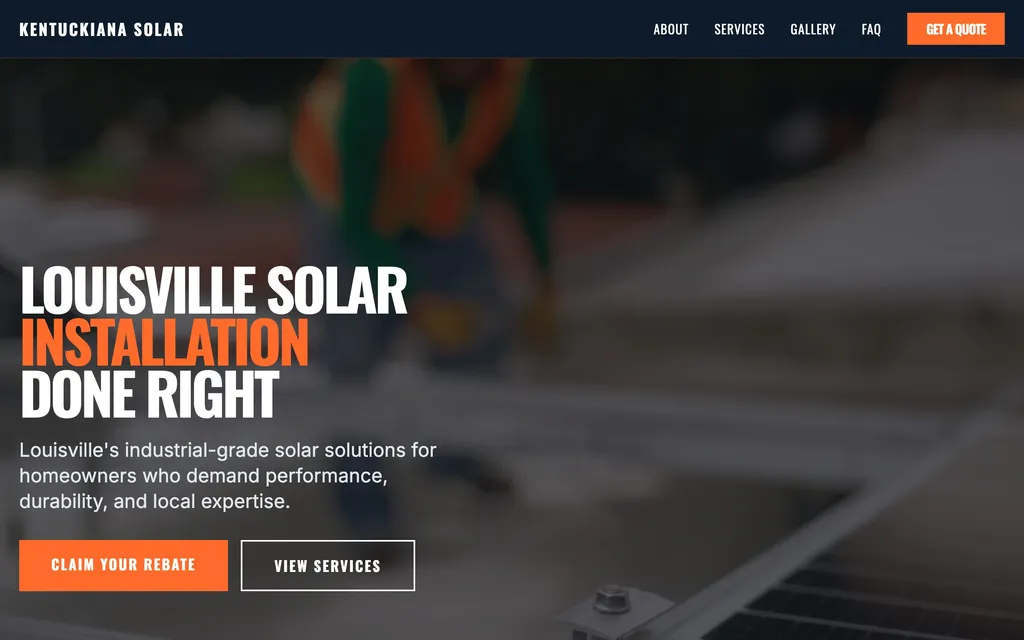 Solar website mockup example