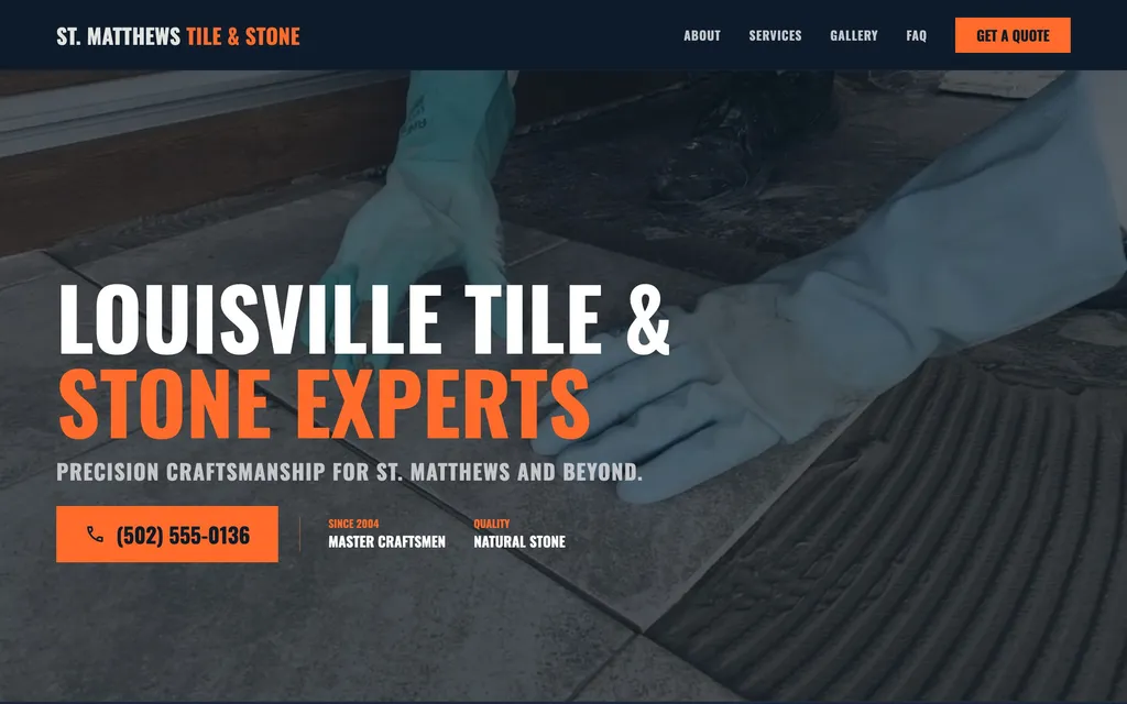 Tile & Stone website mockup example