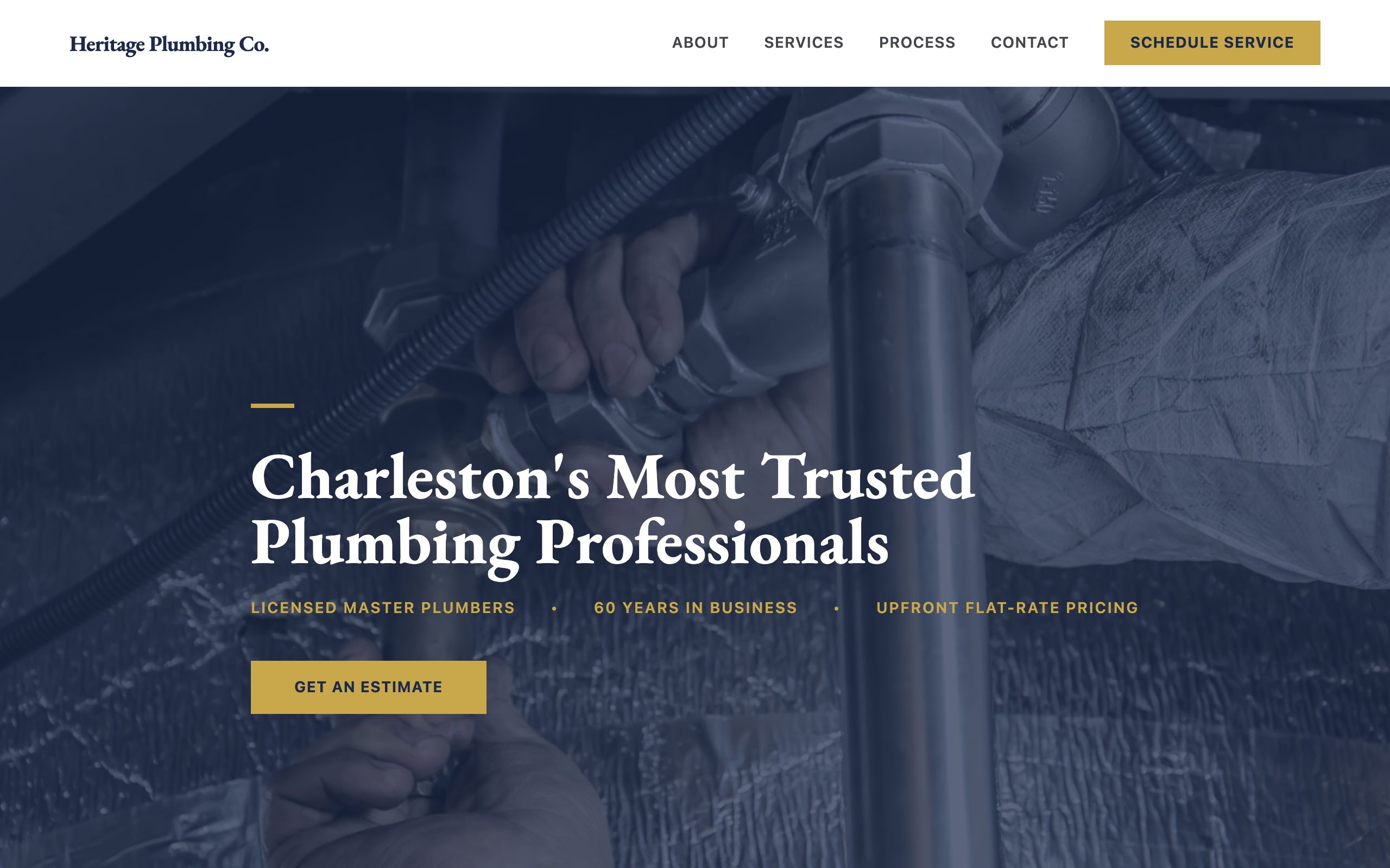 Heritage Plumbing Co website mockup
