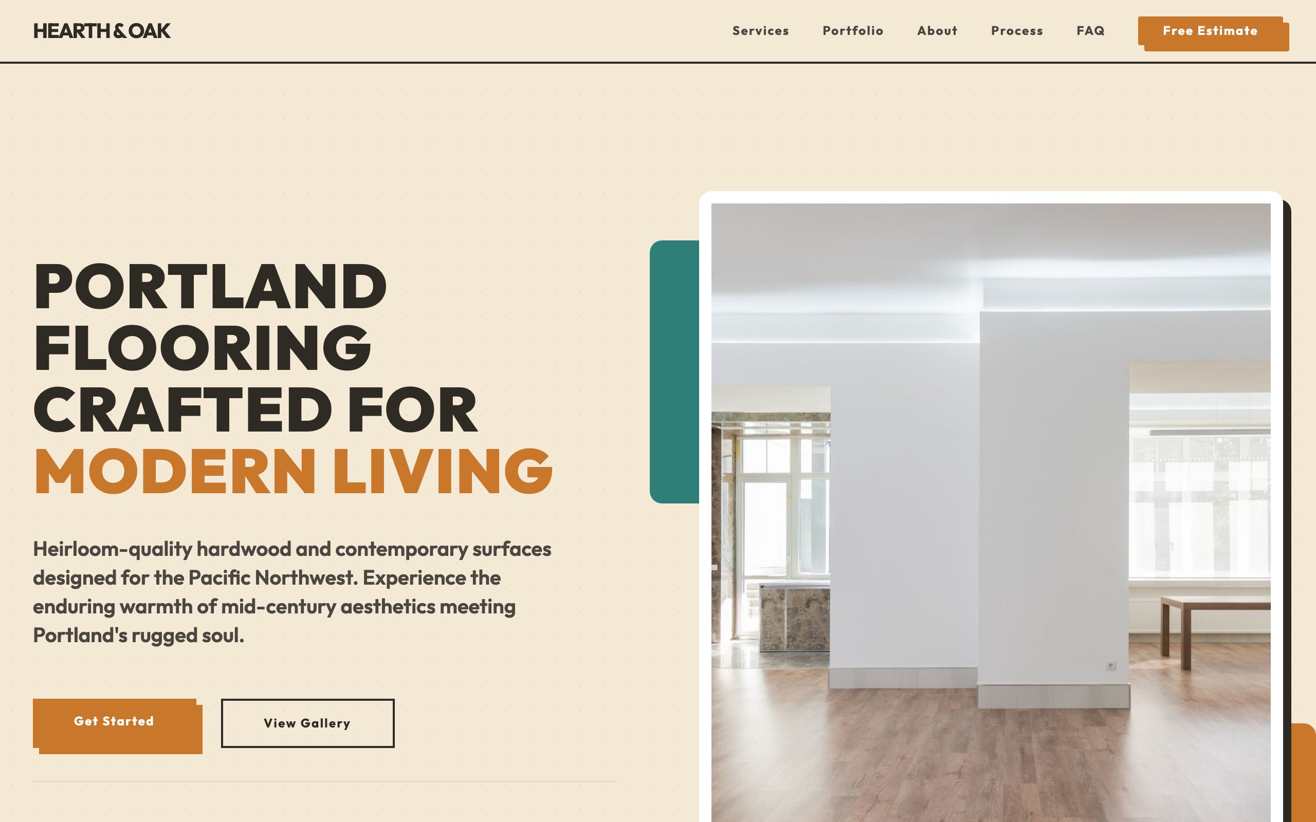 Hearth & Oak Flooring website mockup